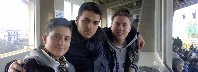 Gli alunni che hanno seguito Juve Stabia-Reggina in tribuna stampa